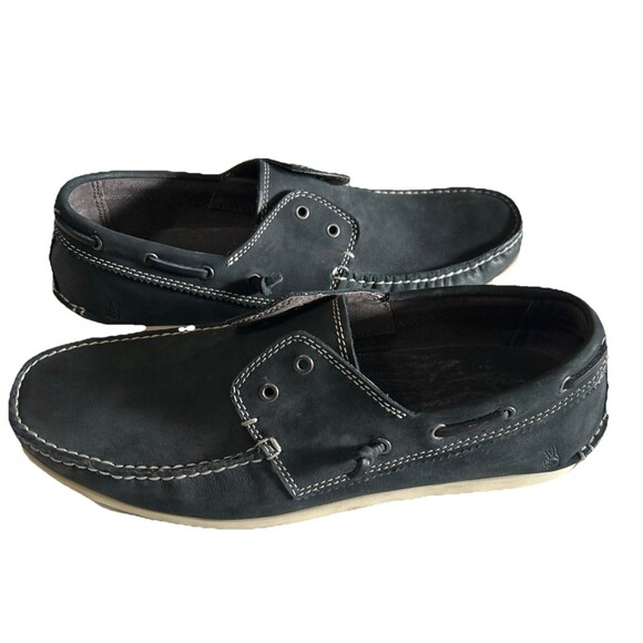 John Varvatos Star USA Mens 10.5M Leather Charcoal Gray Laceless Boat Shoes main image 8